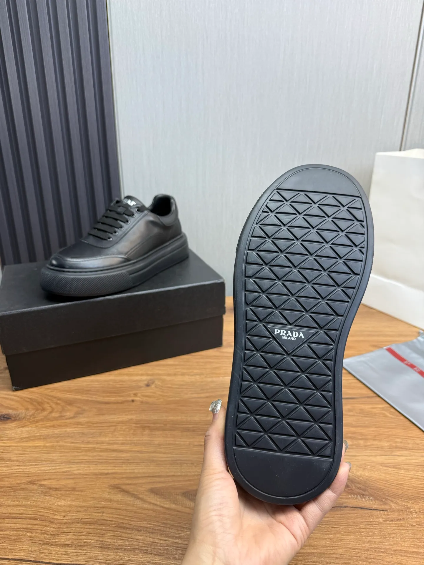 Men's shoes 💰500💰 PRADA【Prada】Men's new casual shoes ⬆️Imported cowhide + genuine leather lining. Anti-slip outsole, 38-44 (customized for 45)